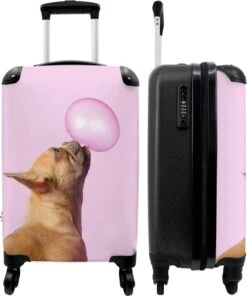 NoBoringSuitcases.com® Kinderkoffer - Hond - Dieren - Kauwgom - Roze - Kinderen - Trolley Kinderen - Past Binnen 55x40x20 Cm En 55x35x25 Cm - Reiskoffer Met Wielen - Koffertje -Optimaal Reisopslag Winkel 1000x1200 10