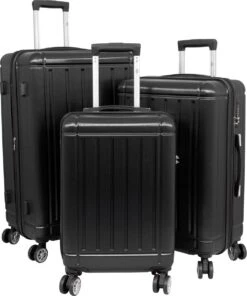 Travelsuitcase - Parma- Losse Reiskoffer - Polycarbonaat- Zwart - Hoogglans - Maat S / 42 Liter