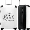 NoBoringSuitcases.com® Koffer Groot - Tekst - Strand - The Beach Is Calling - Zwart Wit - Vakantie - Trolley Koffer Met TSA-slot - Met Wielen - 90 Liter - Reiskoffer - 66 Cm -Optimaal Reisopslag Winkel 1007x1200 10