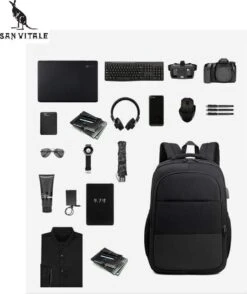 San Vitale® - Rugzak 2.0 Met USB Poort - Schooltas - 16 Inch Laptop Rugtas - Dames/Heren - 30L - Waterafstotend - Grijs 6 San Vitale® - Rugzak 2.0 Met USB Poort - Schooltas - 16 Inch Laptop Rugtas - Dames/Heren - 30L - Waterafstotend - Grijs -Optimaal Reisopslag Winkel 1009x1200 6