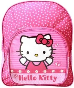 HELLO KITTY Rugzak Rugtas School Tas 6-12 Jaar Stippen Bloemen