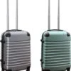 Travelerz Kofferset 2 Delig ABS Handbagage Koffers - Met Cijferslot - 39 Liter - Zilver - Groen