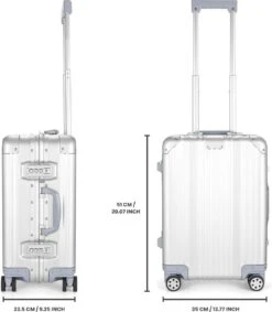 Aluminium Handbagage Koffer Mozzel Darrow - Reiskoffer Met Wielen - 51cm - Harde Koffer - Zilver -Optimaal Reisopslag Winkel 1048x1200 1