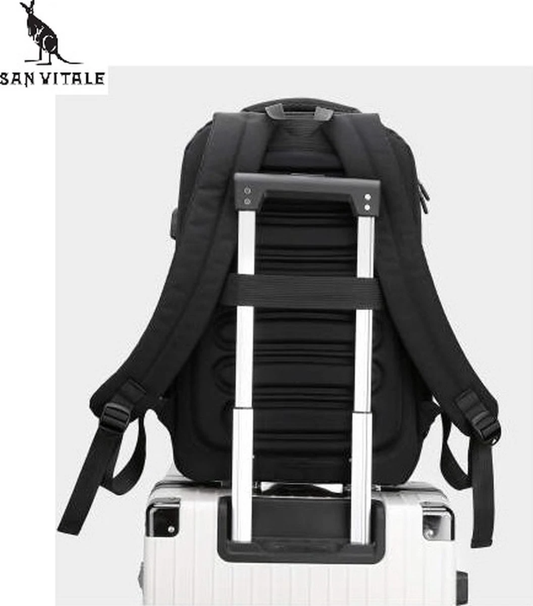 San Vitale® - Rugzak 2.0 met USB poort - Schooltas - 16 inch Laptop Rugtas - Dames/Heren - 30L - Waterafstotend - Grijs San Vitale® - Rugzak 2.0 Met USB Poort - Schooltas - 16 Inch Laptop Rugtas - Dames/Heren - 30L - Waterafstotend - Grijs -Optimaal Reisopslag Winkel