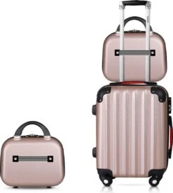 Monzana Hardcase Kofferset 4 Delig - Baseline Beautycase/M/L/XL - Rosé -Optimaal Reisopslag Winkel 1072x1200 1
