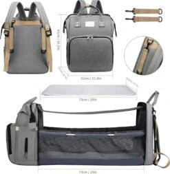 Merkloos Tas Voor Moeders En Vaders Met Uitklapbaar Baby Bedje - Draagbare Box - Rugzak Moeder - Roze - Met Veel Handige Opberg Vakken En USB Oplader - Klamboe - Mummy Bag - Verstelbaar -Optimaal Reisopslag Winkel 1170x1200 6