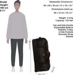 New Rebels Roll-able Trolley - Reistas - Weekendtas - Sporttas 80 Cm - Zwart -Optimaal Reisopslag Winkel 1174x1200