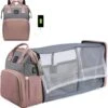 Merkloos Tas Voor Moeders En Vaders Met Uitklapbaar Baby Bedje - Draagbare Box - Rugzak Moeder - Roze - Met Veel Handige Opberg Vakken En USB Oplader - Klamboe - Mummy Bag - Verstelbaar -Optimaal Reisopslag Winkel 1178x1200 6