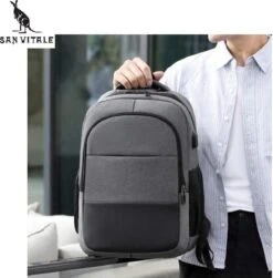 San Vitale® - Rugzak 2.0 Met USB Poort - Schooltas - 16 Inch Laptop Rugtas - Dames/Heren - 30L - Waterafstotend - Grijs 11 San Vitale® - Rugzak 2.0 Met USB Poort - Schooltas - 16 Inch Laptop Rugtas - Dames/Heren - 30L - Waterafstotend - Grijs -Optimaal Reisopslag Winkel 1181x1200 3