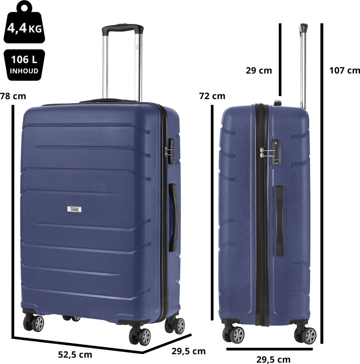 TravelZ Big Bars Reiskoffer 78 cm met dubbele wielen - Trolley koffer met TSA-slot - Blauw TravelZ Big Bars Reiskoffer 78 Cm Met Dubbele Wielen - Trolley Koffer Met TSA-slot - Blauw -Optimaal Reisopslag Winkel 1186x1200 1