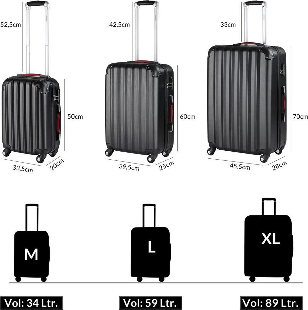 Monzana Hardcase Kofferset Baseline – 3 Stuks M/L/XL - Zwart Monzana Hardcase Kofferset Baseline – 3 Stuks M/L/XL - Zwart -Optimaal Reisopslag Winkel 1193x1200 6