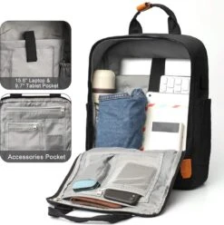 Rugzak Met Laptopvak - Rugzak Van 30 Liter Voor Heren / Dames - Waterdichte Rugzak Voor School / Werk / Reizen - Zwart Maat L