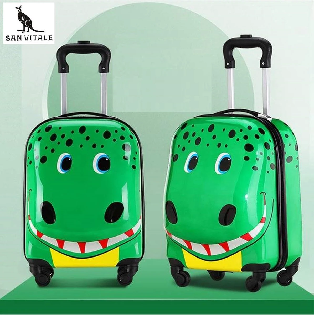 San Vitale® - Lichtgewicht reis koffer - Trolley - Handbagage - Dino - Krokodil - Groen San Vitale® - Lichtgewicht Reis Koffer - Trolley - Handbagage - Dino - Krokodil - Groen -Optimaal Reisopslag Winkel 1195x1200 1