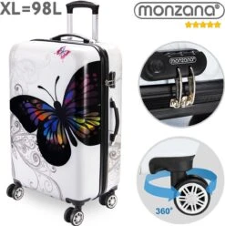 Monzana Hardcase Koffer Vlinder XL - Polycarbonaat 89L 75x49x29cm -Optimaal Reisopslag Winkel 1197x1200