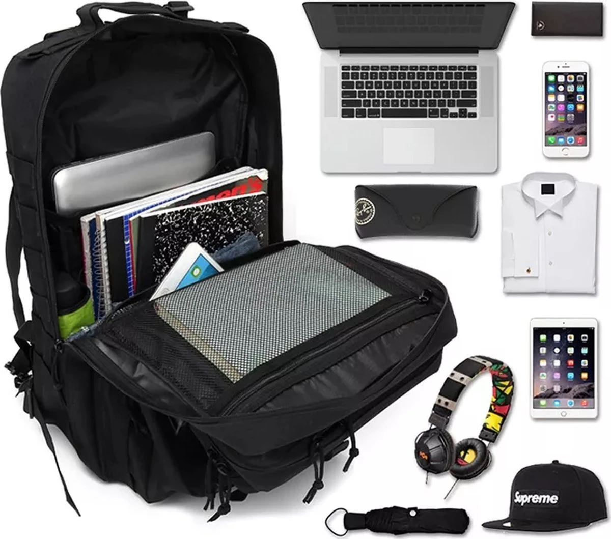 Leger Rugzak - 45L - Camouflage - Militaire Tactische Tassen voor Heren - voor De Jacht - Voor Trekking - Rugzak - Waterdicht - Bug Out Bag - Airsoft - Zwart Merkloos Leger Rugzak - 45L - Camouflage - Militaire Tactische Tassen Voor Heren - Voor De Jacht - Voor Trekking - Rugzak - Waterdicht - Bug Out Bag - Airsoft - Zwart -Optimaal Reisopslag Winkel 1200x1059 2