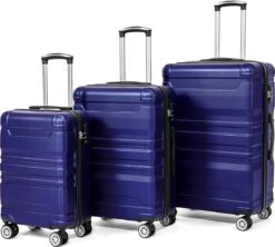Merax 3-delig Kofferset Met TSA Slot - Trolleyset ABS 40L, 70L & 110 Liter - Blauw