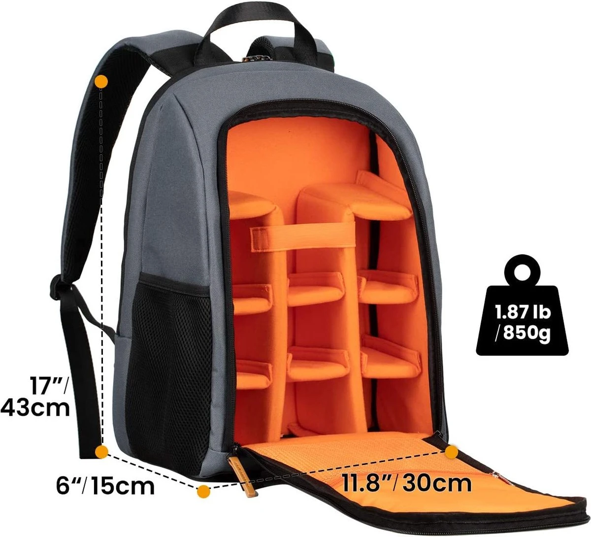 Tarion Rugzakje voor fotografen; met speciale opbergruimte voor een spiegelreflexcamera; waterdicht, licht en compact; incl. vak voor 15 inch laptop en een regenhoes; grijs Tarion Rugzakje Voor Fotografen; Met Speciale Opbergruimte Voor Een Spiegelreflexcamera; Waterdicht, Licht En Compact; Incl. Vak Voor 15 Inch Laptop En Een Regenhoes; Grijs -Optimaal Reisopslag Winkel 1200x1090 2