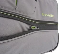Travelite Basics Wheeled Duffle 70cm Expandable Grey/Green -Optimaal Reisopslag Winkel 1200x1108 3
