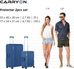 CarryOn Protector Luxe 2-delige Kofferset - TSA Trolleyset Handbagage En Groot - Kliksloten - Ultralicht - Blauw 7 CarryOn Protector Luxe 2-delige Kofferset - TSA Trolleyset Handbagage En Groot - Kliksloten - Ultralicht - Blauw -Optimaal Reisopslag Winkel 1200x1112 1
