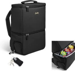 Standley SplitBag - Rugzak - Koeltas - Inclusief Koelelementen - Rugtas - Zwart - Met Handgel Sleutelhanger - Cadeau