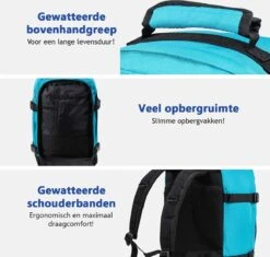 CabinMax Metz Reistas – Handbagage 20L – Rugzak – Schooltas - 40x25x20 Cm – Compact Backpack – Lichtgewicht – Teal 4 CabinMax Metz Reistas – Handbagage 20L – Rugzak – Schooltas - 40x25x20 Cm – Compact Backpack – Lichtgewicht – Teal -Optimaal Reisopslag Winkel 1200x1143