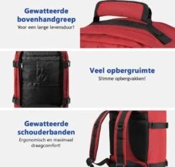 CabinMax Metz Reistas – Handbagage 20L – Rugzak – Schooltas - 40x25x20 Cm – Compact Backpack – Lichtgewicht – Oxide Rood -Optimaal Reisopslag Winkel 1200x1144 2