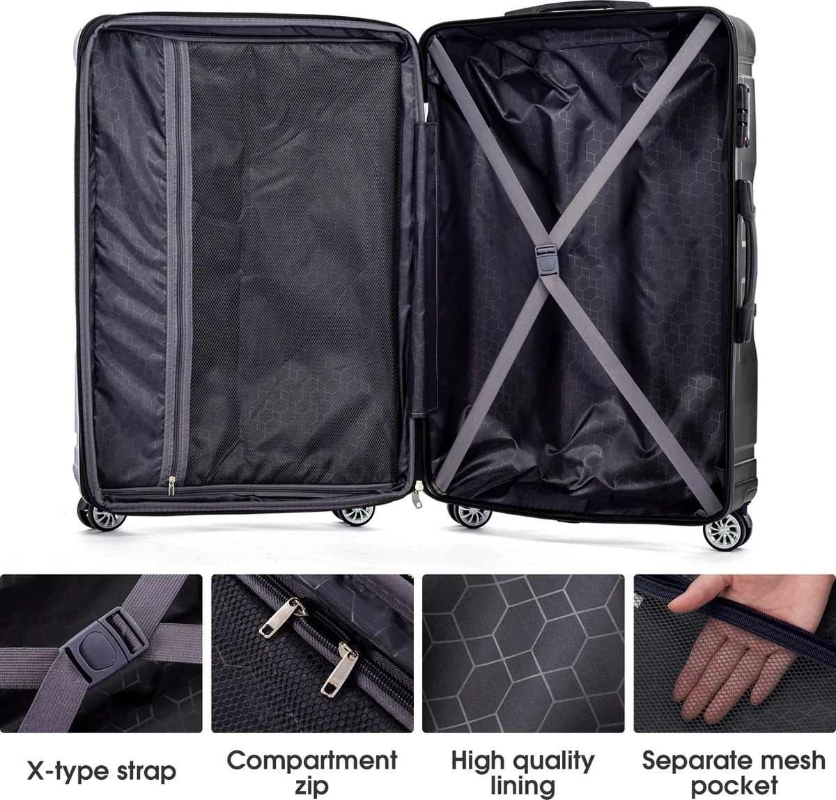 Merax 3-delig Kofferset met TSA Slot - Trolleyset ABS 40L, 70L & 110 Liter - Blauw Merax 3-delig Kofferset Met TSA Slot - Trolleyset ABS 40L, 70L & 110 Liter - Blauw -Optimaal Reisopslag Winkel 1200x1149 3