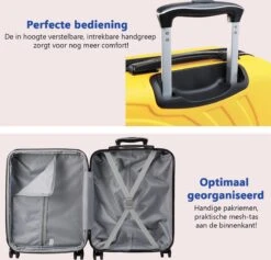 CabinMax Velocity Handbagage Koffer - Uitbreidbaar Trolley 44L - Harde Reiskoffer - 55x40x20/25 Cm - Lichtgewicht - Groot Capaciteit - Geel -Optimaal Reisopslag Winkel 1200x1153