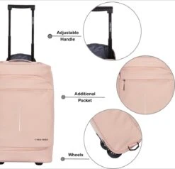 New Rebels® Harper Reistas / Weekendtas Geschikt Voor Handbagage - Waterafstotend Polyutheraan - Trolley Met Wielen En Reflectiedetails - Oud Roze - 29L -Optimaal Reisopslag Winkel 1200x1154