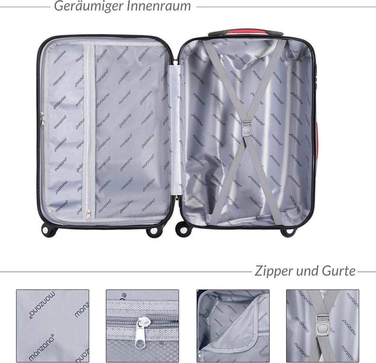 Monzana Koffer Hardcase - Basislijn / M - Zwart Monzana Koffer Hardcase - Basislijn / M - Zwart -Optimaal Reisopslag Winkel 1200x1159 1