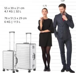 CarryOn Kofferset ULD - Luxe Aluminium Handbagage Koffer 55cm + 76cm Grote Reiskoffer - Dubbel TSA Slot - Zilver -Optimaal Reisopslag Winkel 1200x1162 2