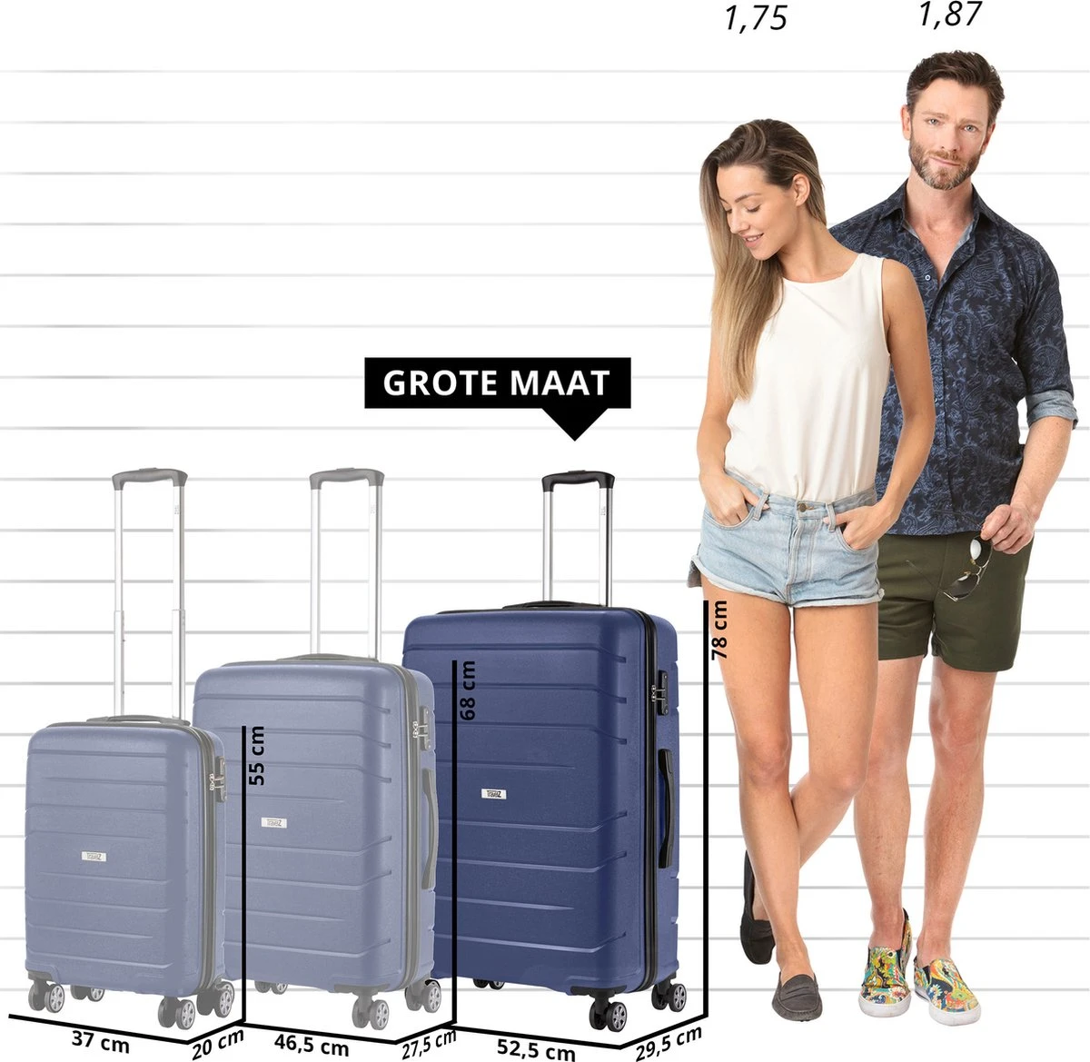 TravelZ Big Bars Reiskoffer 78 cm met dubbele wielen - Trolley koffer met TSA-slot - Blauw TravelZ Big Bars Reiskoffer 78 Cm Met Dubbele Wielen - Trolley Koffer Met TSA-slot - Blauw -Optimaal Reisopslag Winkel 1200x1169 4