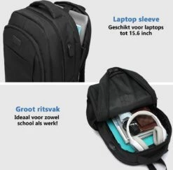Kono Rugzak - Schooltas - 15,6 Inch Laptop Rugtas - Dames/Heren - 28L - Waterafstotend - Zwart -Optimaal Reisopslag Winkel 1200x1181 2