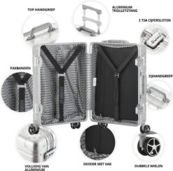 CarryOn Kofferset ULD - Luxe Aluminium Handbagage Koffer 55cm + 76cm Grote Reiskoffer - Dubbel TSA Slot - Zilver -Optimaal Reisopslag Winkel 1200x1183 1