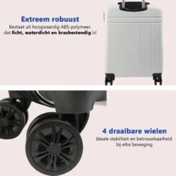 CabinMax Velocity Handbagage Koffer - Uitbreidbaar Trolley 44L - Harde Reiskoffer - 55x40x20/25 Cm - Lichtgewicht - Groot Capaciteit - Wit -Optimaal Reisopslag Winkel 1200x1198