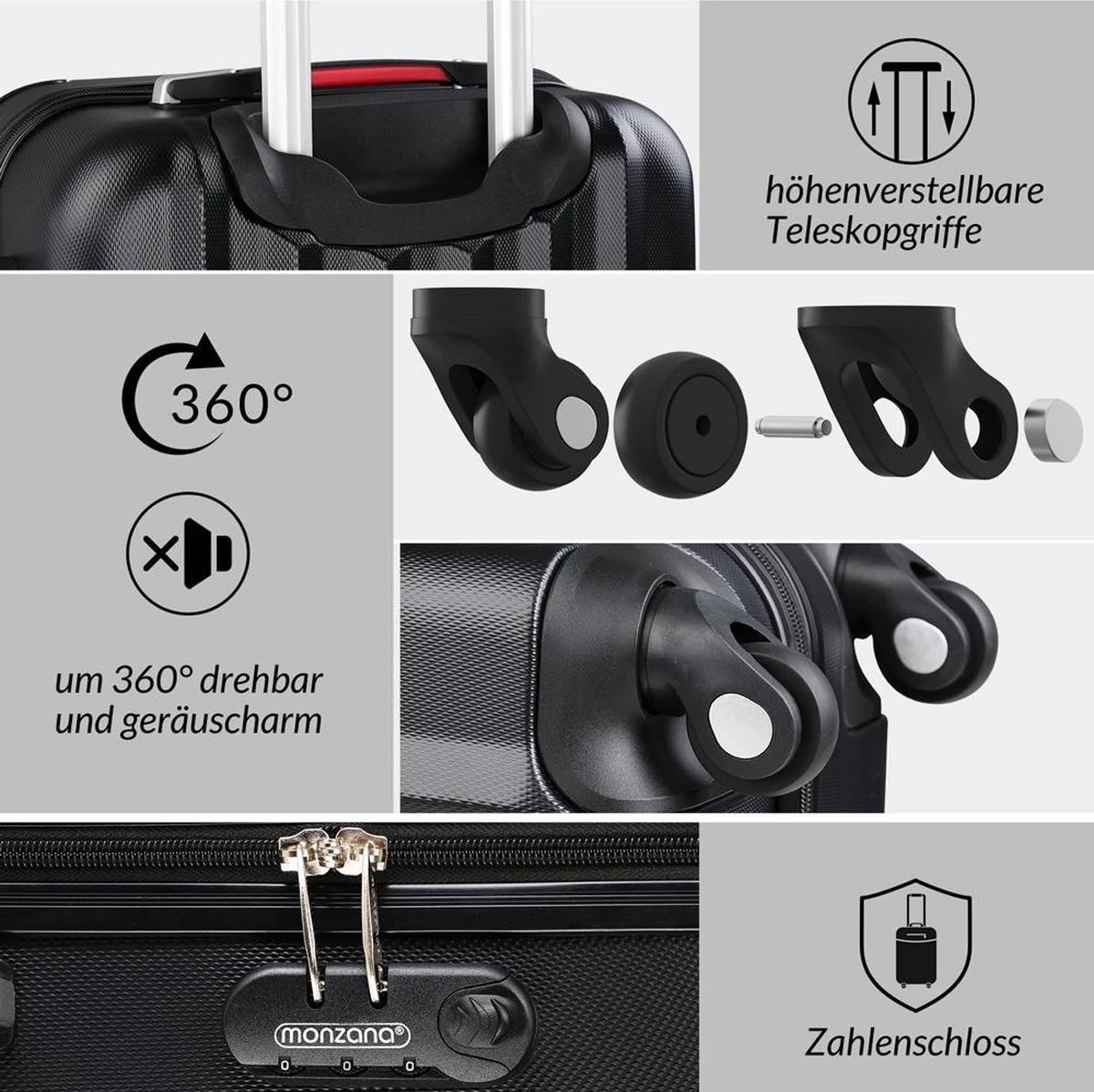 Monzana Koffer Hardcase - Basislijn / M - Zwart Monzana Koffer Hardcase - Basislijn / M - Zwart -Optimaal Reisopslag Winkel 1200x1198 4