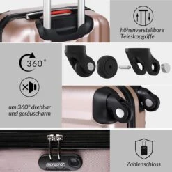Monzana Hardcase Kofferset 4 Delig - Baseline Beautycase/M/L/XL - Rosé -Optimaal Reisopslag Winkel 1200x1198 7