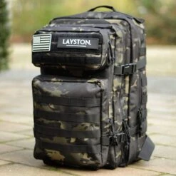 LAYSTON. - 45L Sport School Werk Rugtas - Sport Rugzak - Tactical Backpack - Waterafstotend - Camo Groen -Optimaal Reisopslag Winkel 1200x1199 13