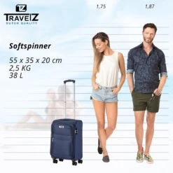TravelZ Softspinner TSA Handbagagekoffer 55cm - Zachte Reiskoffer Dubbele Wielen – Blauw -Optimaal Reisopslag Winkel 1200x1199 5