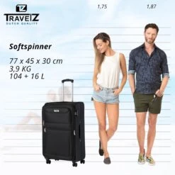 Travelz Softspinner TSA Reiskoffer 77cm - Zachte Reiskoffer Met Expander 104 + 16 Ltr - Zwart -Optimaal Reisopslag Winkel 1200x1199 8
