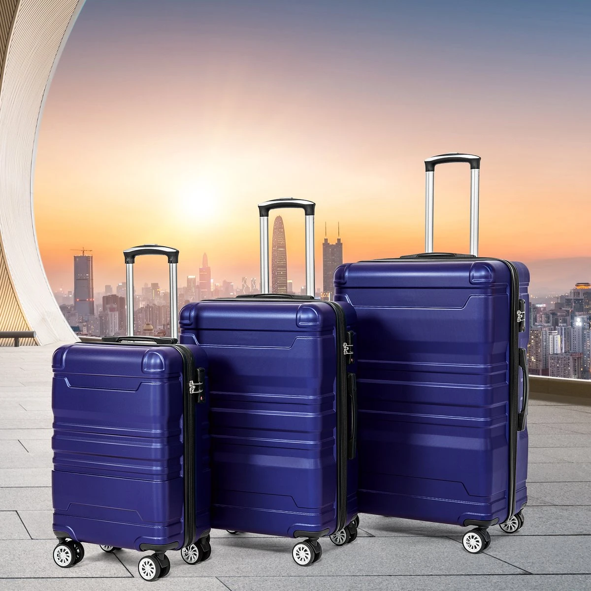 Merax 3-delig Kofferset met TSA Slot - Trolleyset ABS 40L, 70L & 110 Liter - Blauw Merax 3-delig Kofferset Met TSA Slot - Trolleyset ABS 40L, 70L & 110 Liter - Blauw -Optimaal Reisopslag Winkel 1200x1200 1046