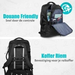 TRVLMORE Reistas - Rugzak - Handbagage Weekendtas - Backpack - Waterafstotend - 40L - Zwart -Optimaal Reisopslag Winkel 1200x1200 1132