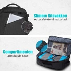 TRVLMORE Reistas - Rugzak - Handbagage Weekendtas - Backpack - Waterafstotend - 40L - Zwart -Optimaal Reisopslag Winkel 1200x1200 1139
