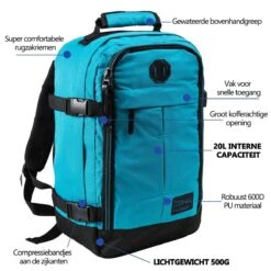 CabinMax Metz Reistas – Handbagage 20L – Rugzak – Schooltas - 40x25x20 Cm – Compact Backpack – Lichtgewicht – Teal 14 CabinMax Metz Reistas – Handbagage 20L – Rugzak – Schooltas - 40x25x20 Cm – Compact Backpack – Lichtgewicht – Teal -Optimaal Reisopslag Winkel 1200x1200 1186