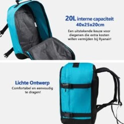CabinMax Metz Reistas – Handbagage 20L – Rugzak – Schooltas - 40x25x20 Cm – Compact Backpack – Lichtgewicht – Teal 16 CabinMax Metz Reistas – Handbagage 20L – Rugzak – Schooltas - 40x25x20 Cm – Compact Backpack – Lichtgewicht – Teal -Optimaal Reisopslag Winkel 1200x1200 1188