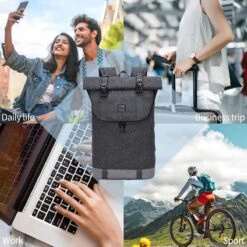 EverVanz Laptop Rugtas Vrouw & Man Roll Top Waterdicht Reizen Wandelen Rugzak Lichtgewicht Casual Dagrugzak Stijlvol Schooltas -Optimaal Reisopslag Winkel 1200x1200 1326