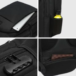 Kono Rugzak - Schooltas - 15,6 Inch Laptop Rugtas - Dames/Heren - 28L - Waterafstotend - Zwart -Optimaal Reisopslag Winkel 1200x1200 1340