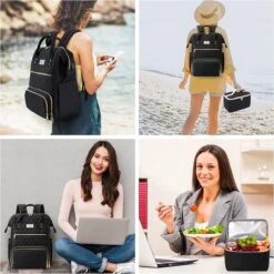 Merkloos ETRONIK Lunch Rugzak Voor Dames, Laptoprugzak, 15,6 Inch Met Geïsoleerde Koeltas, Waterdichte Koelrugzak Met USB-oplaadaansluiting, Koeltas, Lunchtas Voor Dames En Heren, Reizen, Werk, School, Zwart -Optimaal Reisopslag Winkel 1200x1200 1414