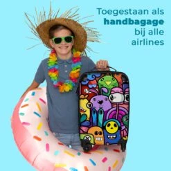 NoBoringSuitcases.com® Koffer - Monster - Bloemen - Regenboog - Design - Grappig - Past Binnen 55x40x20 Cm En 55x35x25 Cm - Handbagage - Trolley - Fotokoffer - Cabin Size - Print -Optimaal Reisopslag Winkel 1200x1200 148
