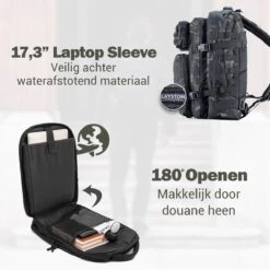 LAYSTON. - 45L Sport School Werk Rugtas - Sport Rugzak - Tactical Backpack - Waterafstotend - Camo Groen -Optimaal Reisopslag Winkel 1200x1200 1482